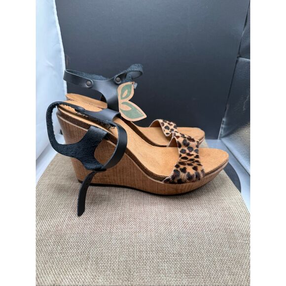 BioStep Wedges Leopard Print Pony Hair with Black Leather Strap Size 6 - Picture 4 of 8